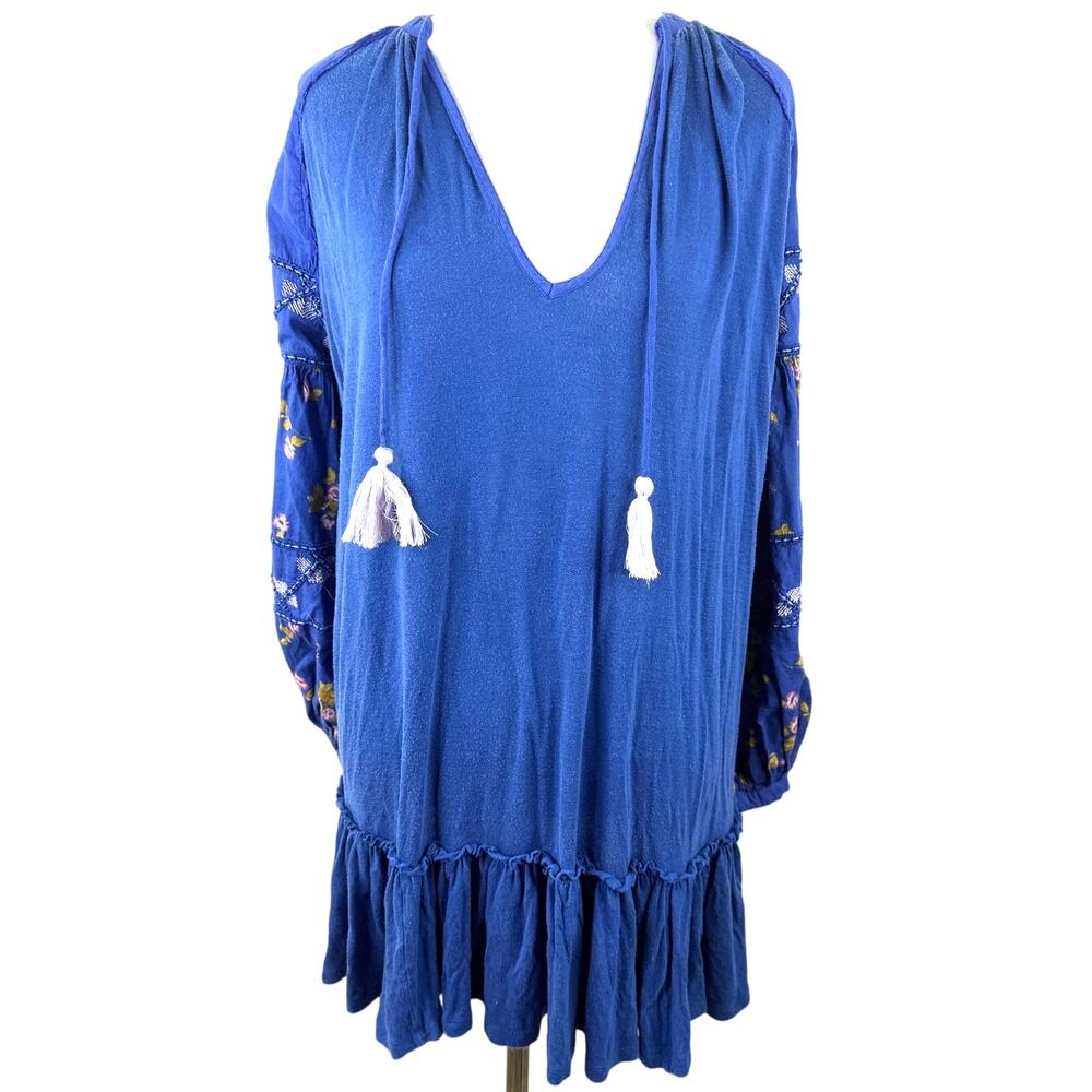 Free People Women's Mix It Up Floral Sleeve Tunic Babydoll Dress Size XS